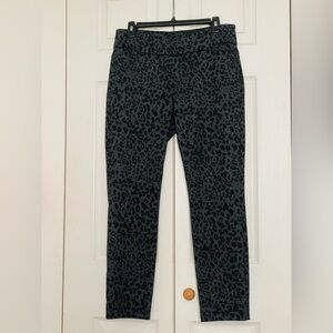 Westbound Petites Leopard Print Pull On Pants Sz 10P R Black/Dark Gray